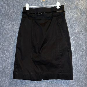 Black belted pencil skirt